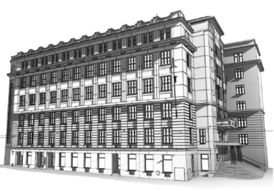 Obnova historické fasády a schodiště budovy, Žerotínovo náměstí, Brno